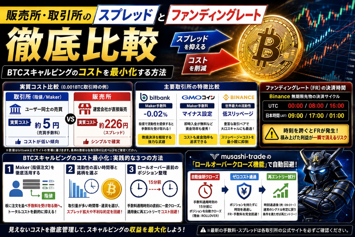 スプレッド取引所比較｜販売所との違いとファンディングレートでコスト最小化